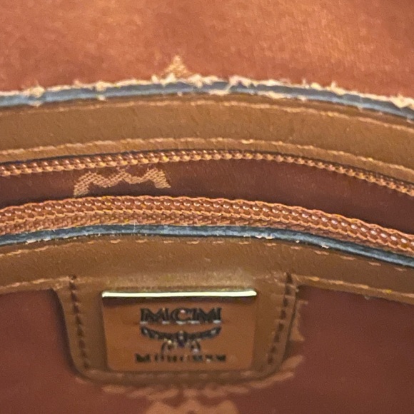 MCM Visetos Cognac Leather Satchel Bag with charm - Picture 6 of 9